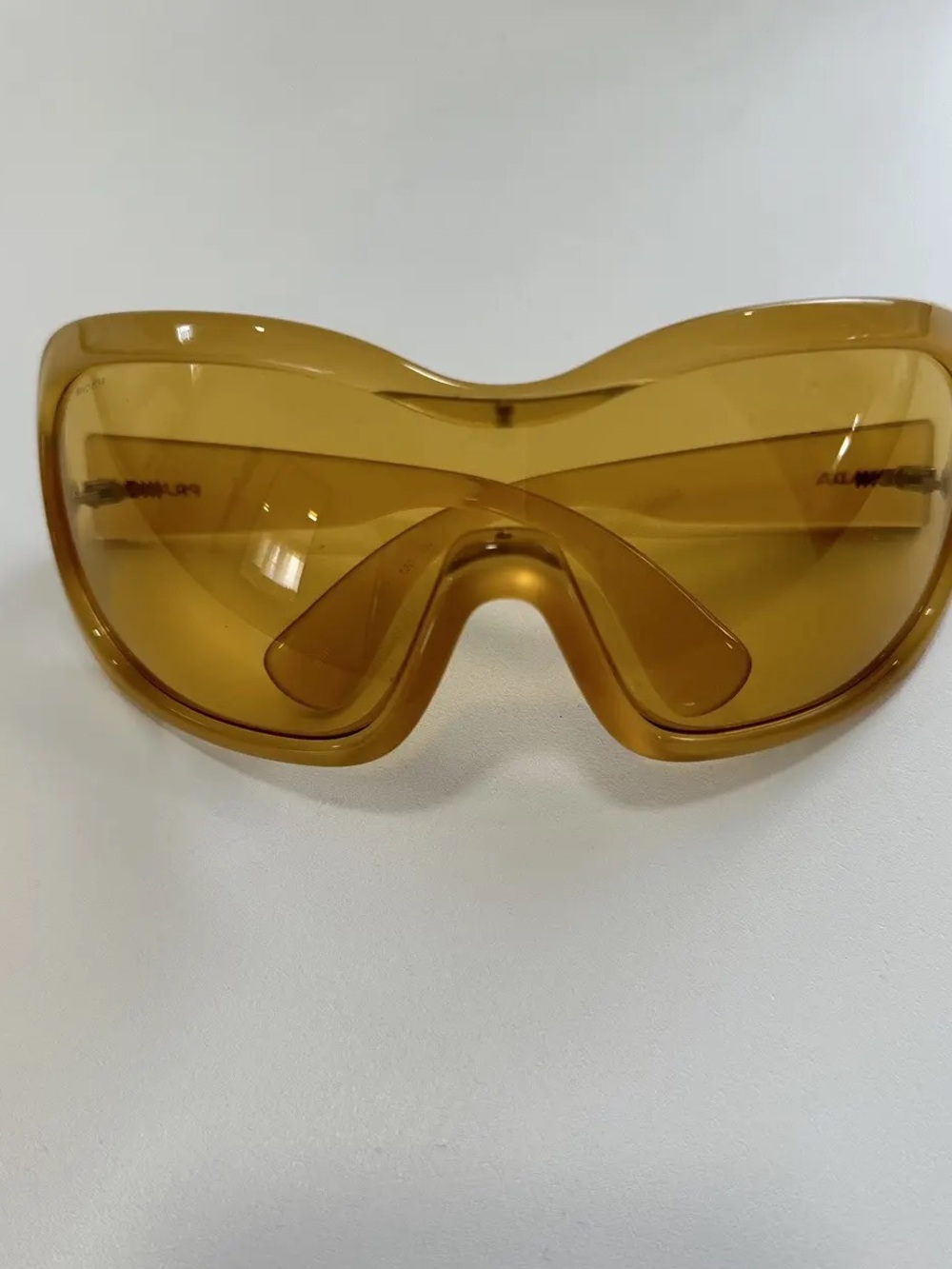 Prada FW11 Illusion oversized shield sunglasses Yellow